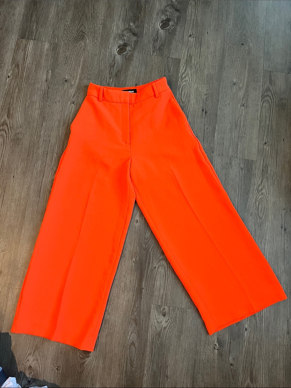 EXPRESS Wide-Leg High-Rise Pants in Vibrant Orange